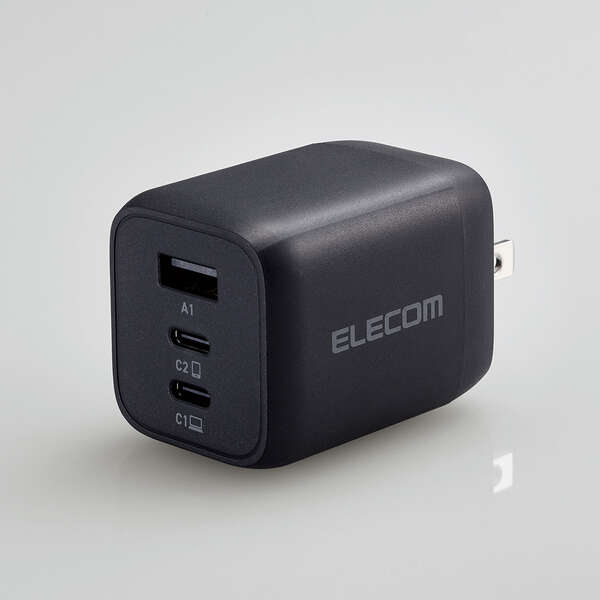 [エレコム] USB Power Delivery 65W キューブAC充電器(C×2+A×1) ACDC-PD4465BK