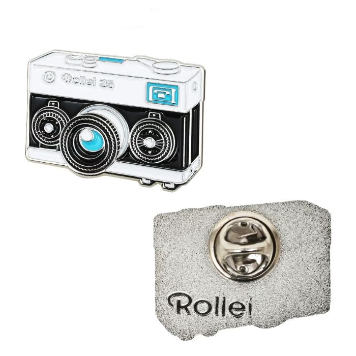 ［Rollei］カメラ型ピンバッジ  Rollei35 シルバー RL-032-SI